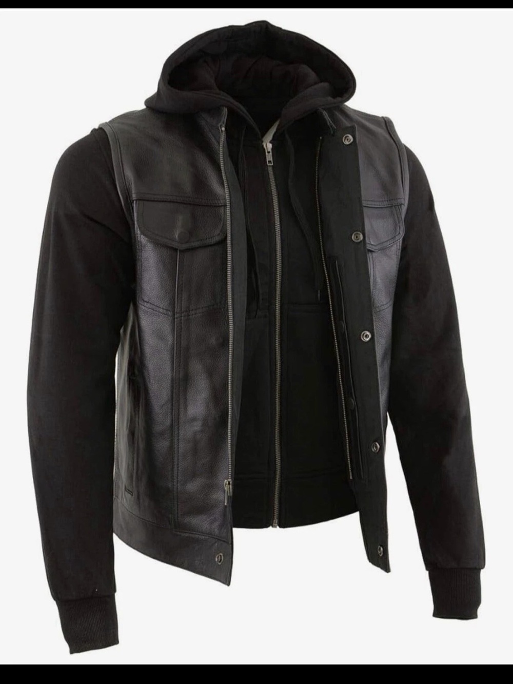 Milwaukee Leather 3714 Men's Black Club Style '2 in 1' Size M Leather Vest